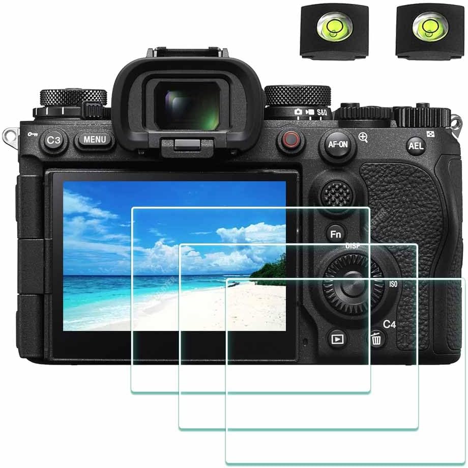 [3 Pcs] Screen Protector Appliable for Sony Alpha A1 II / A9 III A1II A9III A9M3 Camera & Hot Shoe Cover 0.3mm 9H Hardness Glass Screen Saver Anti-Scrach Anti-Bubble