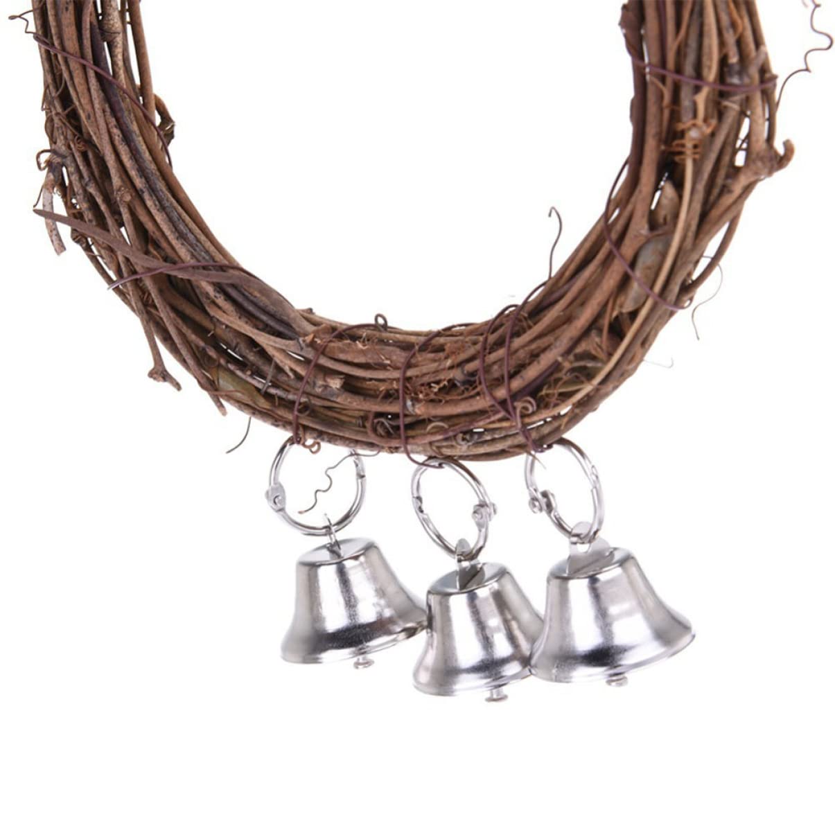 ibasenice Hanging Parrot Swing Ring with Bells Vine Rattan Circle for Birds for Cage and Garden Fun Plaything to Enhance Balance and Coordination