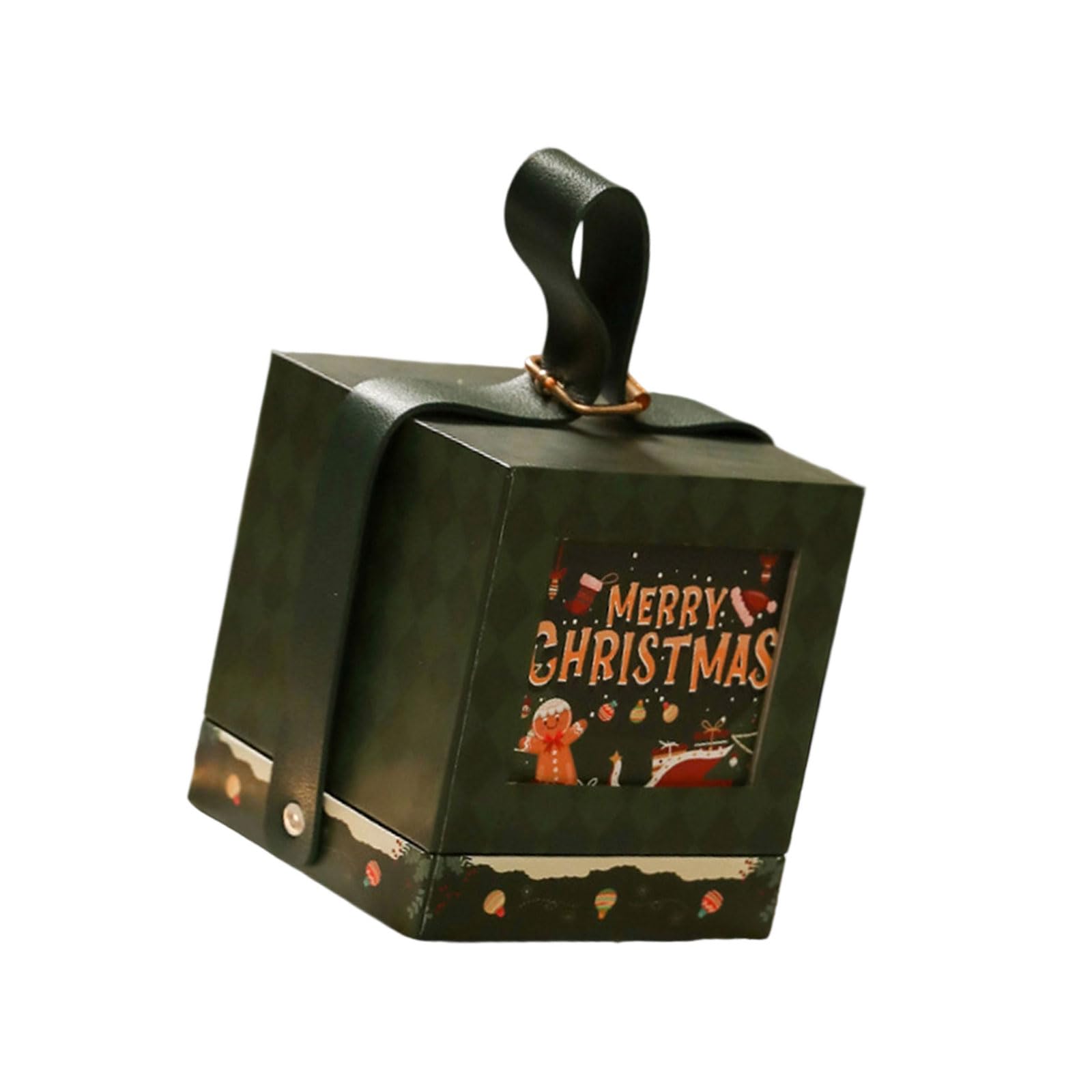 carotoe Decorative Holiday Storage Box with Portable Handle Suitable for Treats Toy and Celebration Family Gathering Gift Container