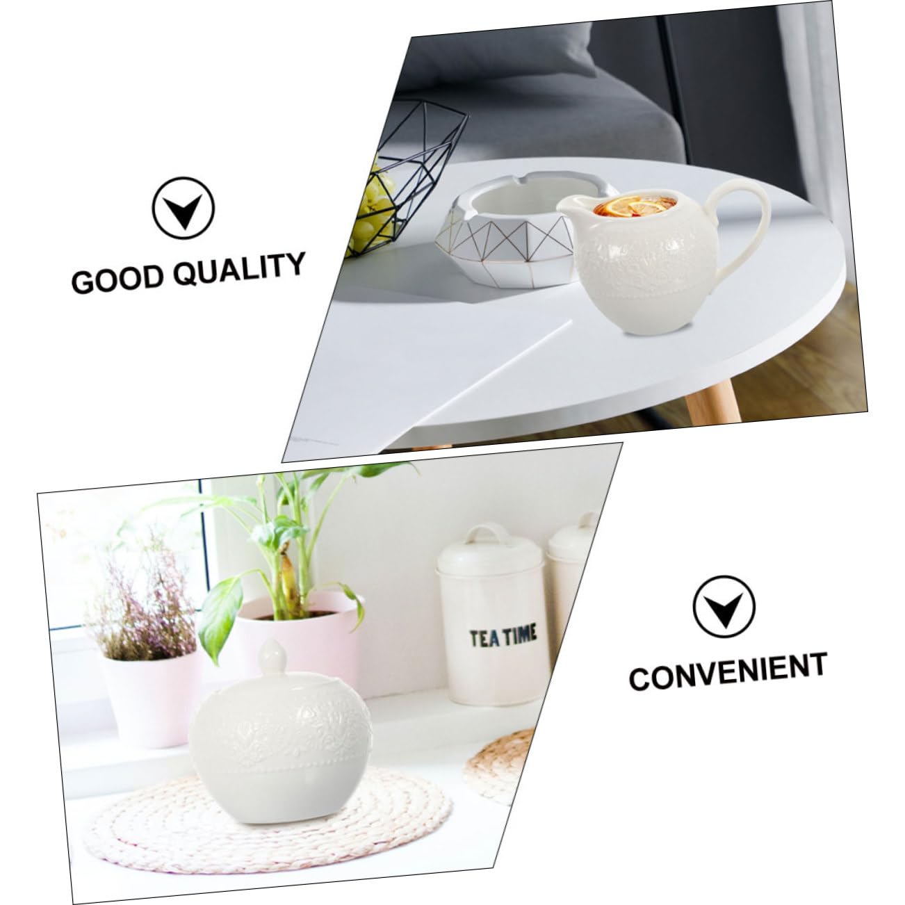 VALICLUD Juego de 2 Piezas de Bote de Café y Azucarero con Tapa de Cerámica en Color Blanco, Diseño Elegante y Multifuncional, Fácil de Limpiar para Uso en Cocina