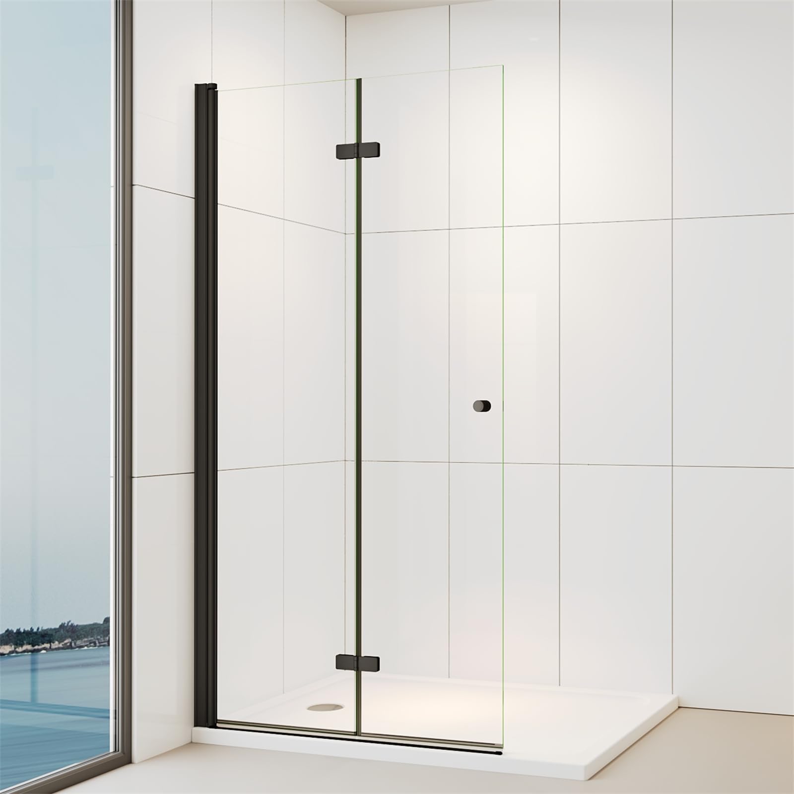 IMPTS Walk in Duschwand Dusche Falttür Duschkabine Faltbare Duschtür 90cm Scharniertür Duschabtrennung, Höhe 185cm