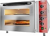 CROSSON Commercial Double Deck 18 Inch Countertop Electric Pizza Oven with 15mm Thick Pizza Stone, Indoor Pizza Bakery Oven for Commercial Use Only,240V/4500W