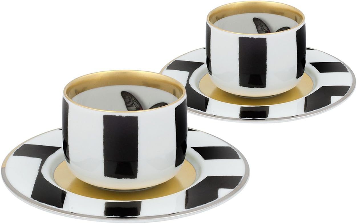 VISTA ALEGRE - Sol y Sombra by Christian Lacroix (Ref # 21118979) Porcelain Gift Box Set 2 Cofee Cups & Saucers