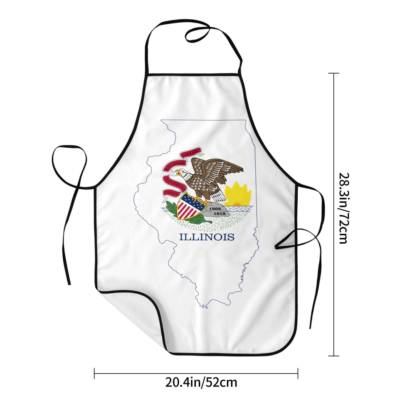 Tablier de cuisine unisexe avec emblème national de l'Illinois, doux et confortable pour homme et femme