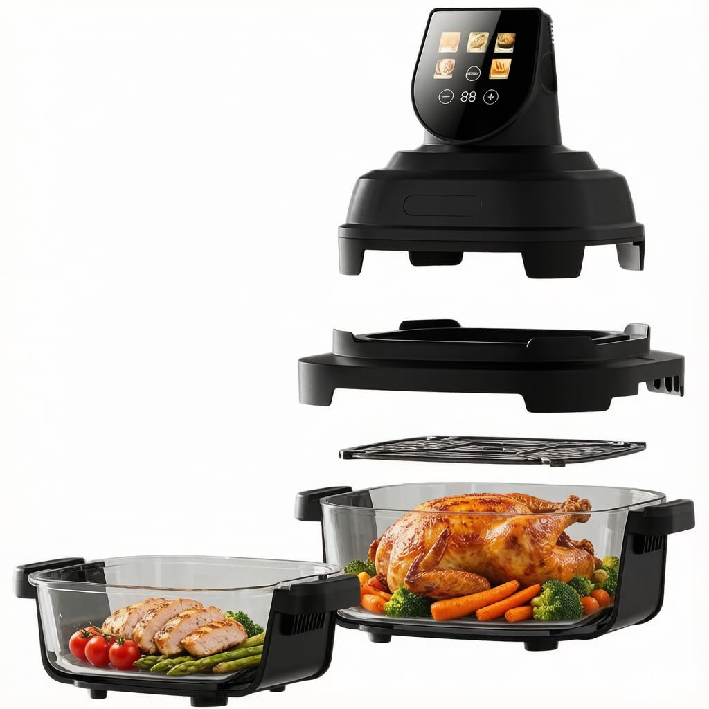 Tragbare Glas Heißluftfritteuse, 4 L/1,5 L zwei Größen, 1500W Air Fryer