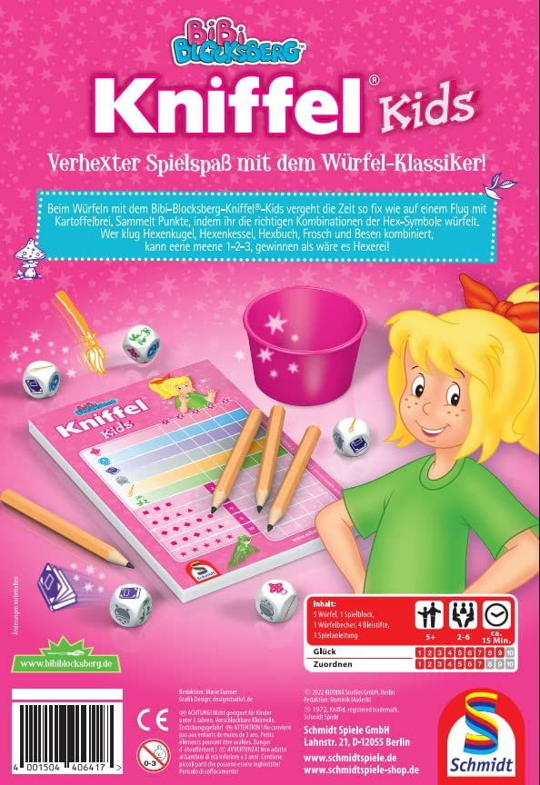 Schmidt Spiele SSP Bibi Blocksberg, Kniffel® Kids 40641