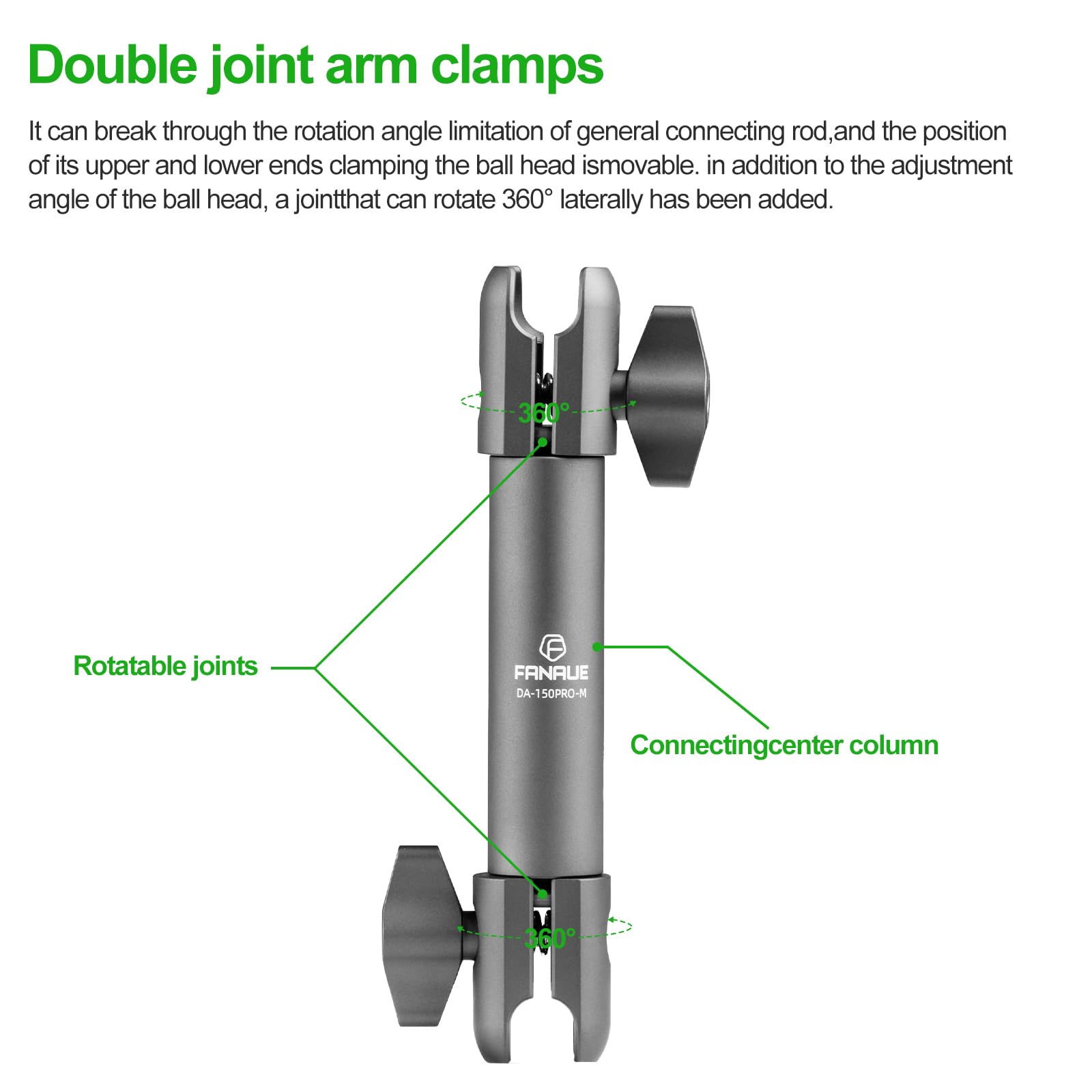 FANAUE Double Socket Arm 15cm Arm Compatible Mount 0.78