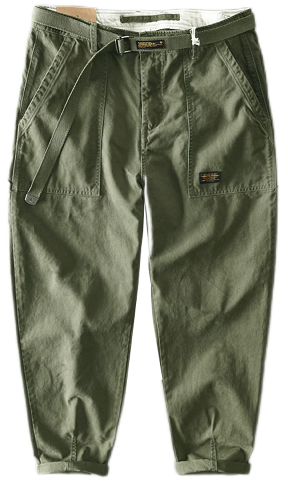 GIBZ Pantalon Cargo pour Homme avec Poches et Ceinture 100% Coton Coupe Ample Pantalon Tendance pour Le Travail