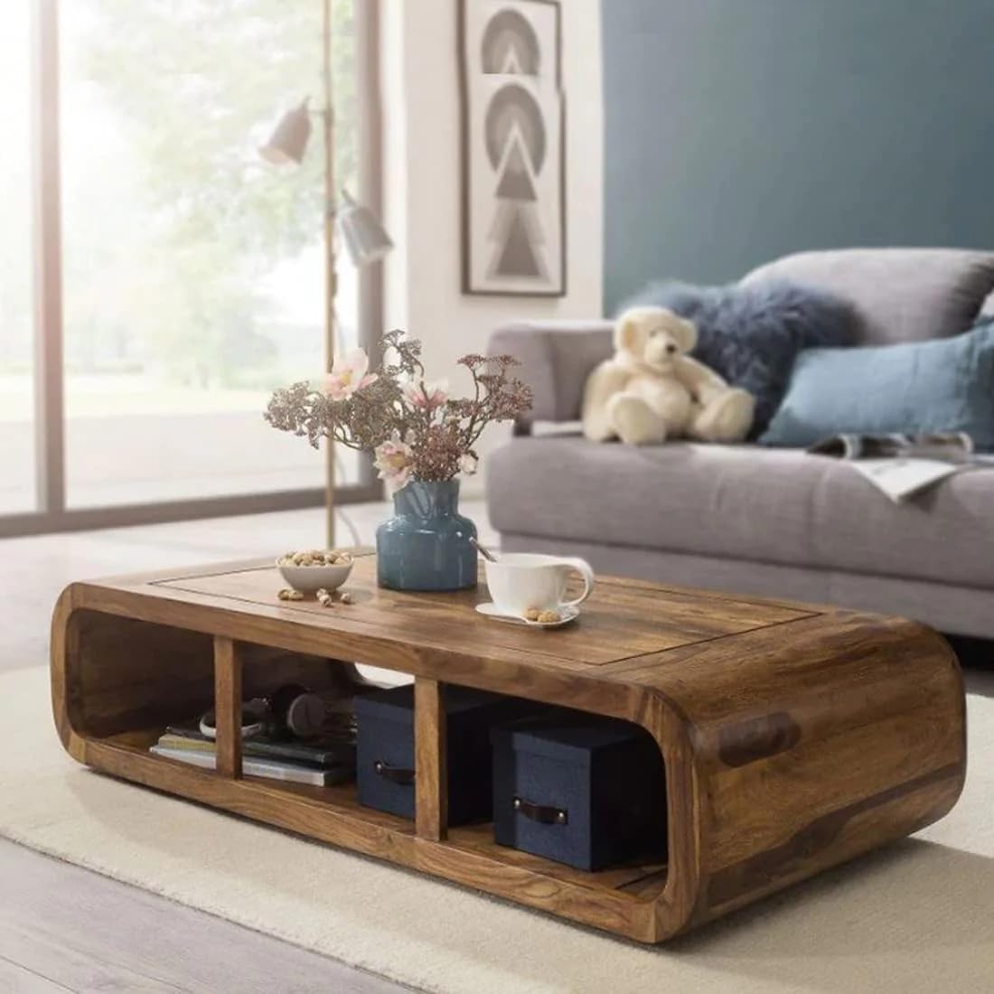 MODERN FURNITURE SHEESHAM Wood Center Coffee Table for Living Room Home with Storage | Tea Table Wooden | Center Table for Living Room - Natural Teak (B096Q7VYZ8) Amazon Price History, Amazon Price Tracker