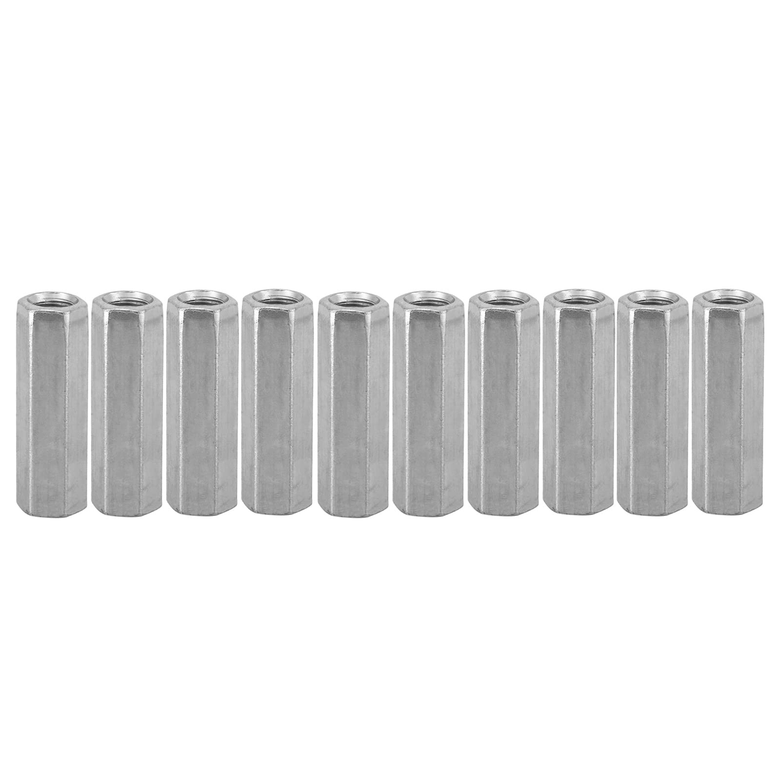 Hyuduo Default M8 Coupling Nut 10Pcs Zinc Plated Carbon Steel Hex Nut For Mechanical Assembly, Diy Projects & Industrial Applications (M8x40 Threaded Fastener)