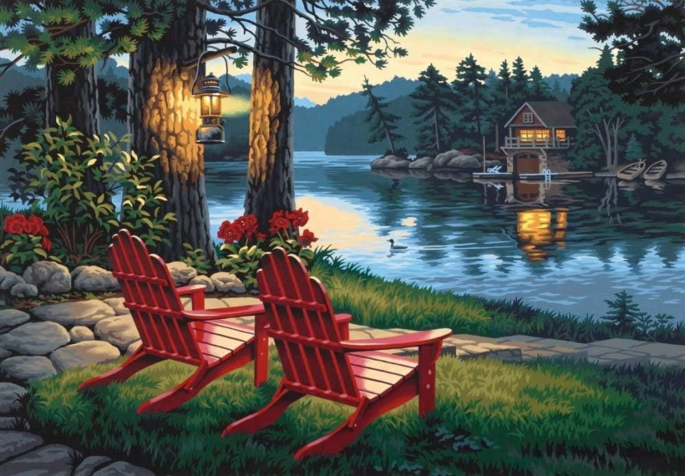 babeer Paint by Numbers for Adults and Kids, DIY Painting Number Kits ,16 x 20 inch Canvas Acrylic Painting, Home Decoration Painting- Adirondack Night, 16x20inches, 16x20inches