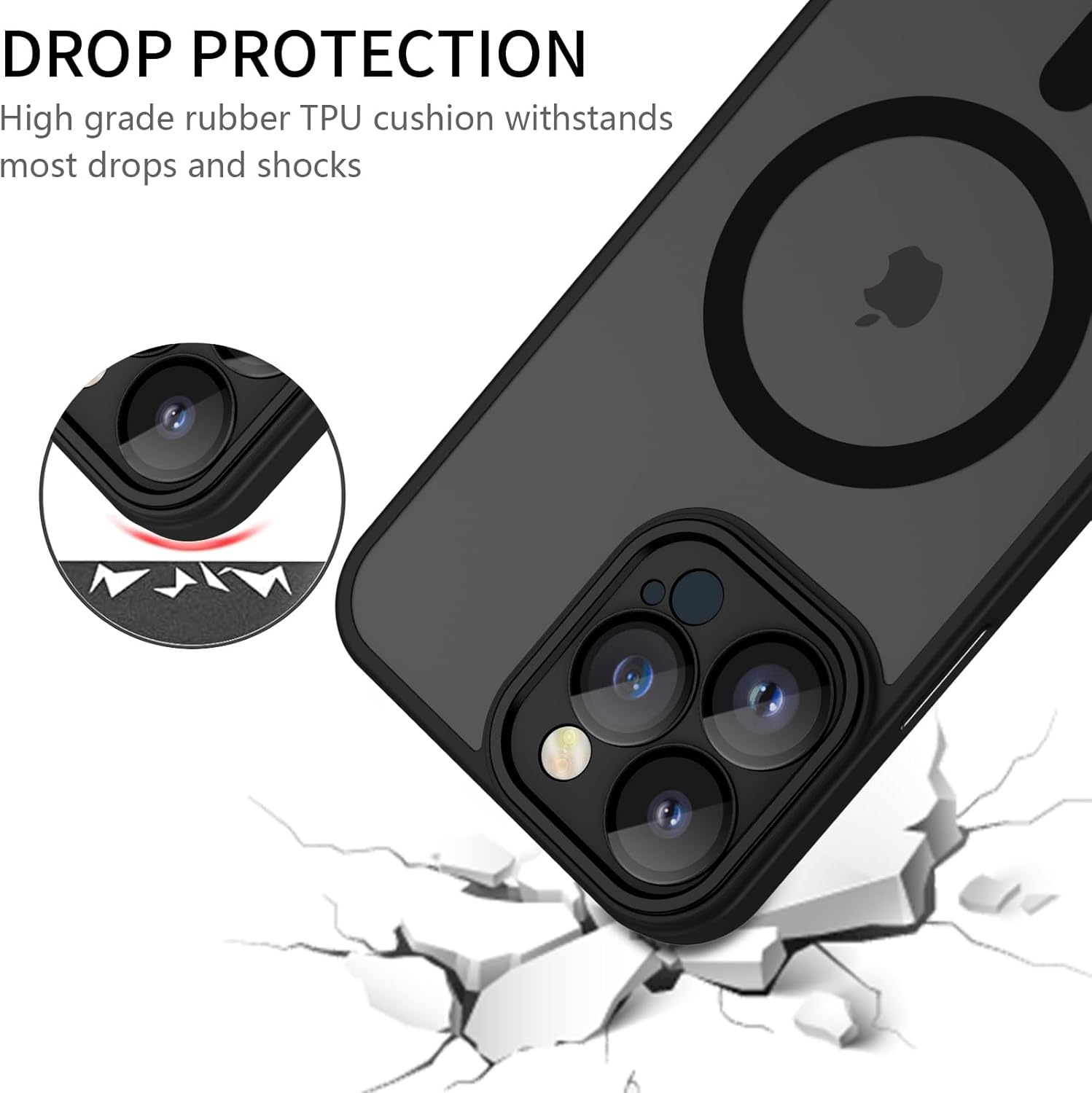 Phone Case for iPhone 12 Pro Max Case Compatible with MagSafe, YUANDMI Case for iPhone 12 Pro Max Magnetic Slim Thin Translucent Matte Back Shockproof Anti-Yellow Protective Cover Case Black - Image 7