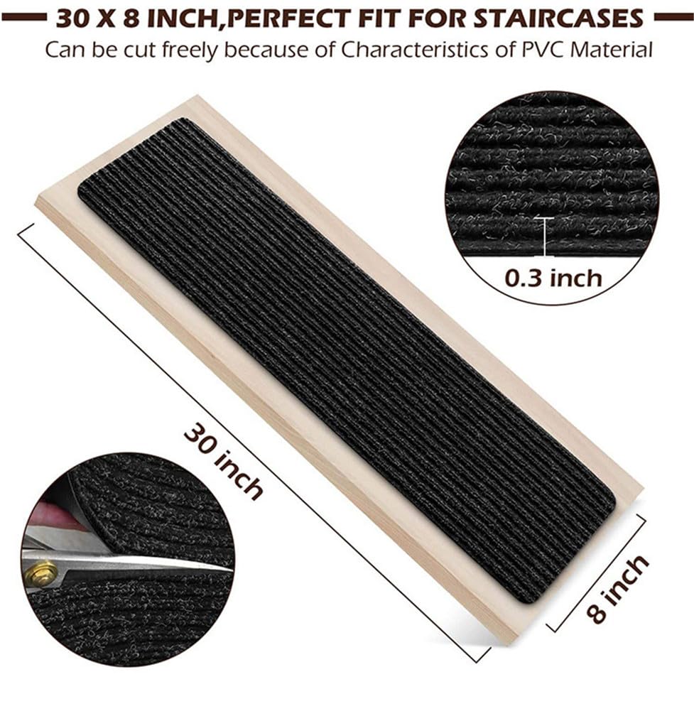 Lot de 13 tapis d'escalier autocollants antidérapants, amovibles et réutilisables, sans danger pour les enfants, les personnes âgées et les animaux domestiques (marron foncé)