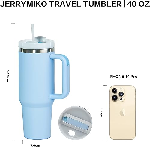 Miniatura 4 de Simpl Moder - Vaso de 40 onzas con asa y tapa de pajilla, vasos aislados al vacío de doble pared sellados al vacío, taza de viaje para bebidas frías