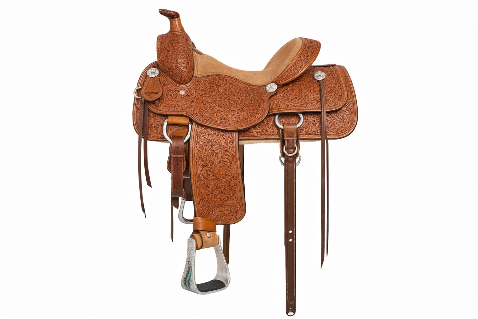 Horse Western 51245 - Staffe da sella in alluminio con piuma incisa