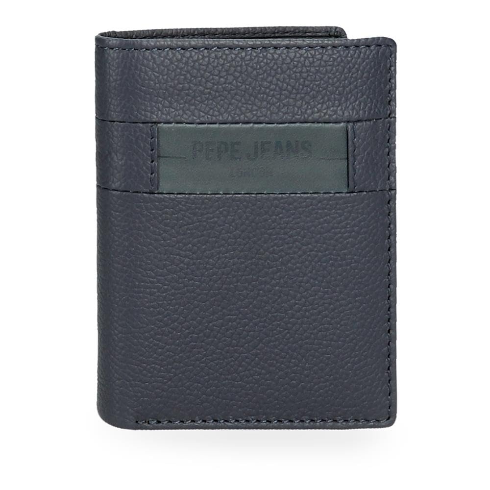 Pepe Jeans Checkbox Vertical Wallet with Purse Blue 8.5 x 10.5 x 1 cm Leather, Blue, One Size, Vertical Wallet with Coin Purse