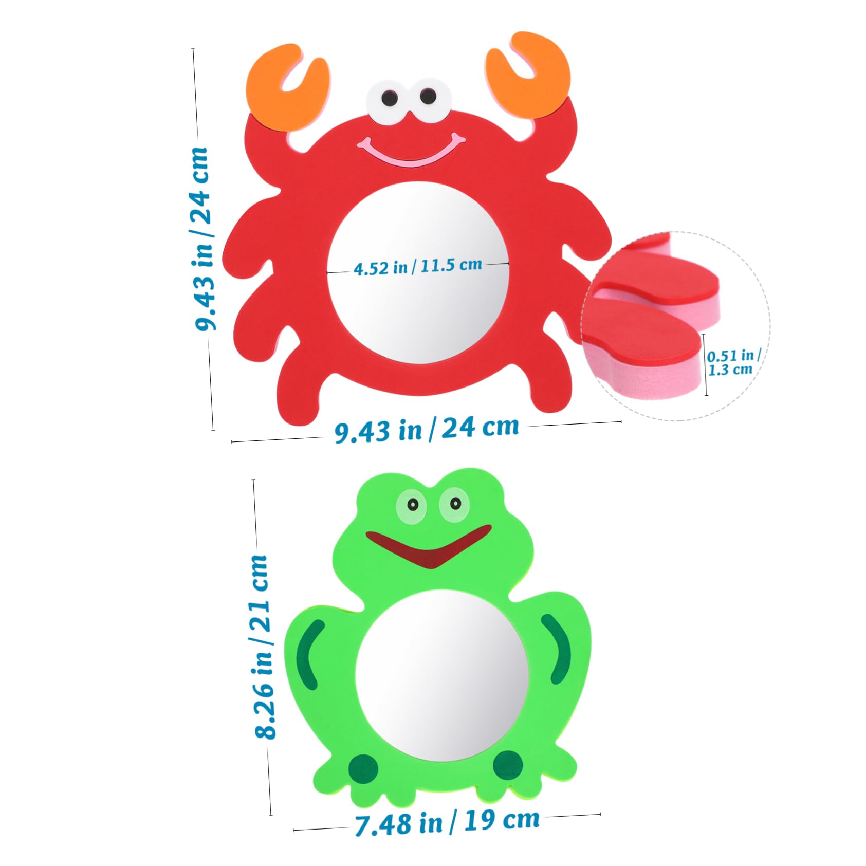 Supvox 10 Stück Teiliges Badspielzeug aus Eva mit Schwimmenden Cartoon Spiegeln Farbenfrohe Lernspielzeuge für Wasserresistent Leicht und Stoßfest für Badewanne und Schwimmbadspaß