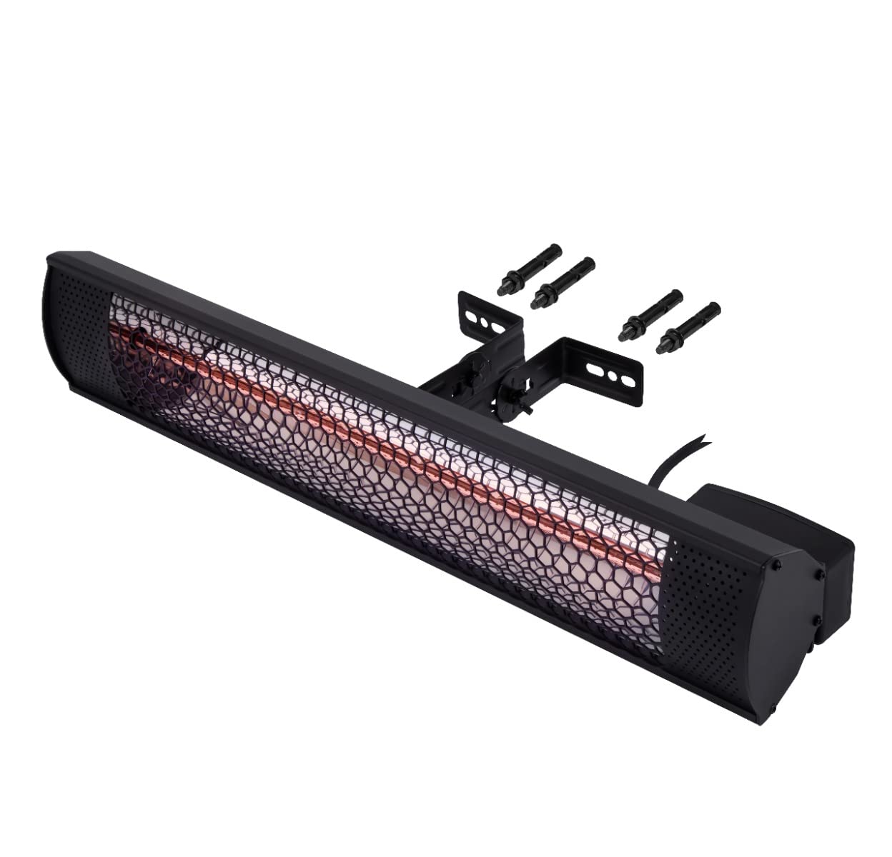 VONROC Calefactor Infrarrojo de Terraza 2000W Bajo Deslumbramiento IP55 | negro mate, montaje pared o techo, aluminio, soporte ajustable incluido, calefacción exterior cubierta