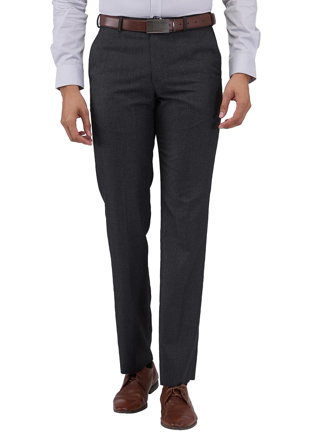 park avenue Men's Regular Fit Mid Rise Solid Pattern Poly Viscose Blend Flat Front Formal Trouser-picture-34