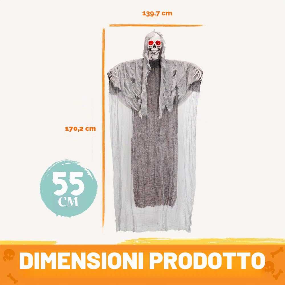 JOYIN 170cm animato hanging urlando fantasma decorazione, scheletro di halloween grim reaper per haunted house prop décor