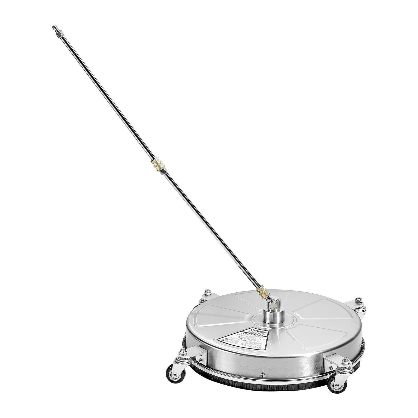 VEVOR Nettoyeur de Surface pour Nettoyeur Haute Pression 465 mm, Accessoire Nettoyeur Sol en Acier INOX sur Roues, 275 Bar Max. connecteur 0,635 cm 2 Buses pulvérisation 2 tiges Extension, pour béton
