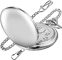 Vista 8 de Smooth Silver Color Reloj de bolsillo de cuarzo para hombre, reloj de bolsillo con escala de números arábigos, reloj de bolsillo de cuarzo