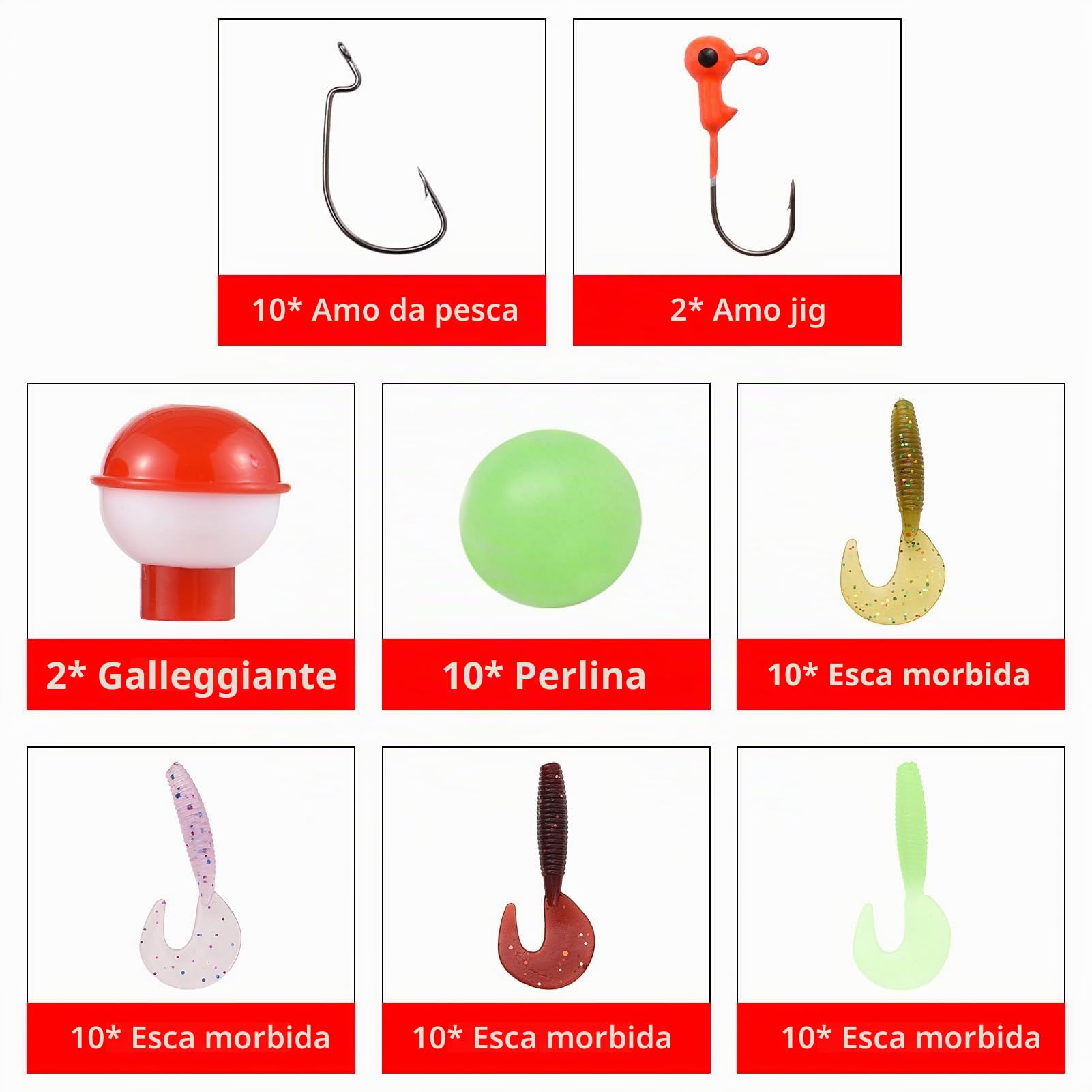 Canna da Pesca per Bambini, Canna da Pesca telescopica e Kit Combinato Mulinello con Esche da Pesca, lenze, ami da Pesca