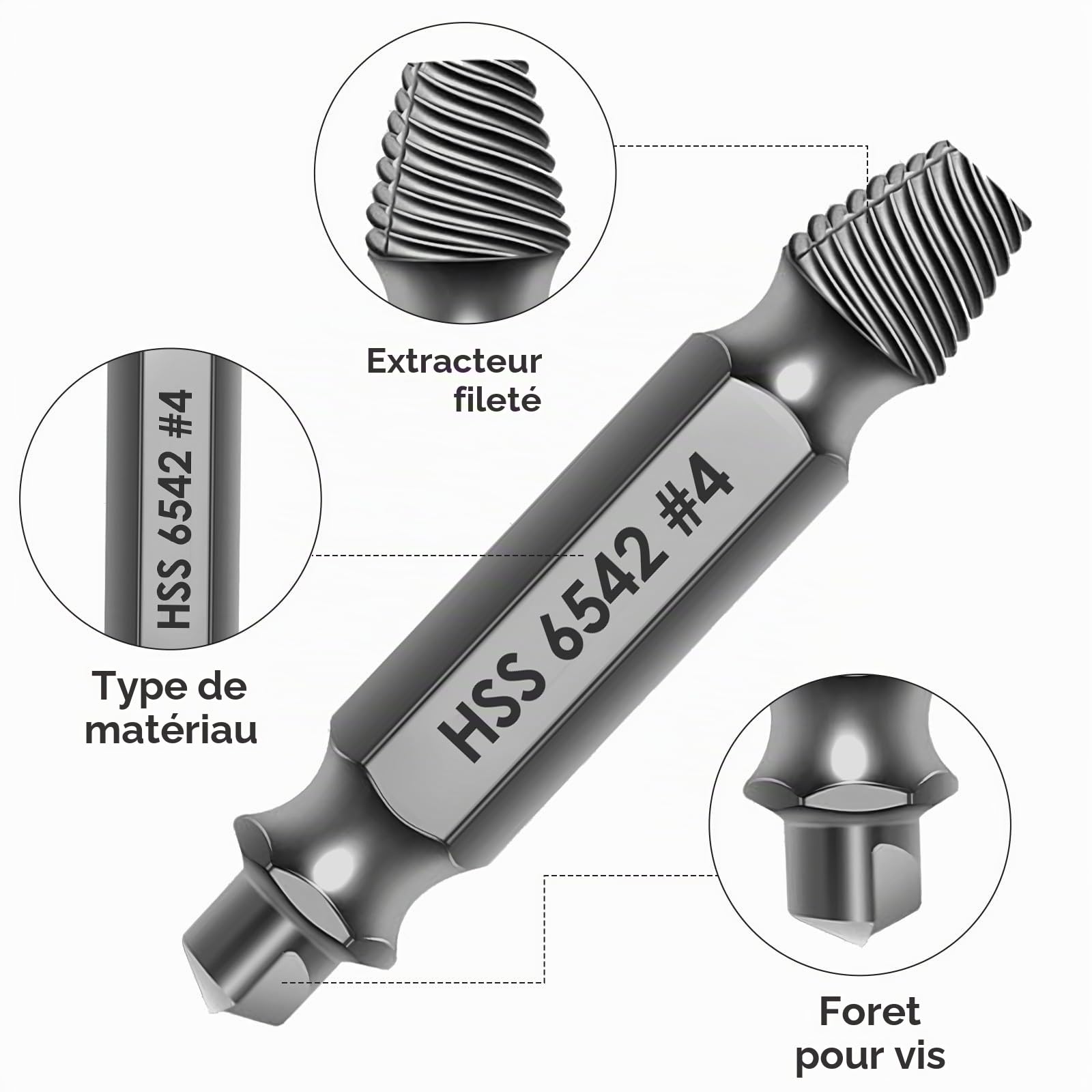 Extracteur De Vis 9 Pièces En Acier HSS 6542 Avec Dureté HRC 63–65, Tourne À Gauche Extracteur Idéal Pour Le Perçage Et L’Extraction, Extracteur Vis Cassée Lnclus