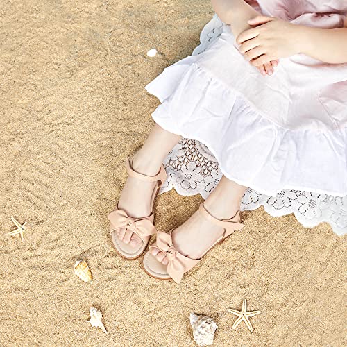 Image of Felix & Flora Toddler Girl Sandals -Flower Girl Dress Shoes Open Toe Little Kid Flats