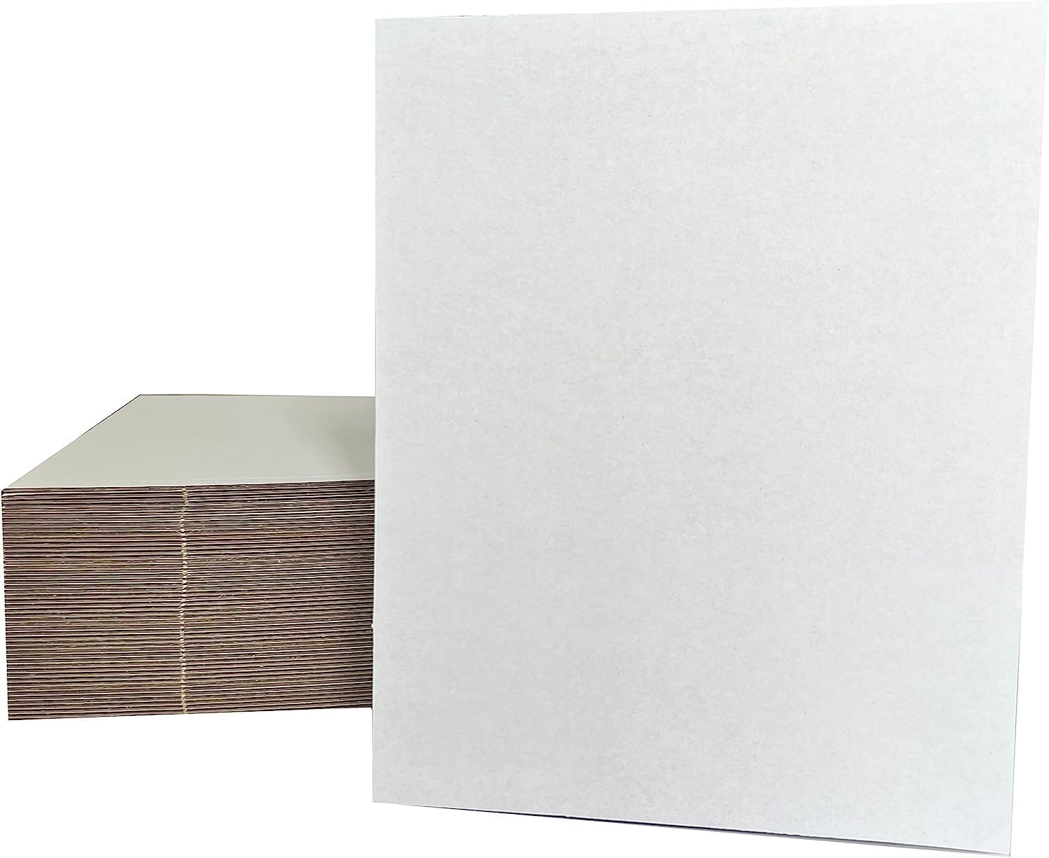 50 Packs 8.5x11 Inch Corrugated Cardboard Sheets, Premium White Corrugated Cardboard Divider Inserts Bulk Flat for Shipping, Mailing, DIY Décor and