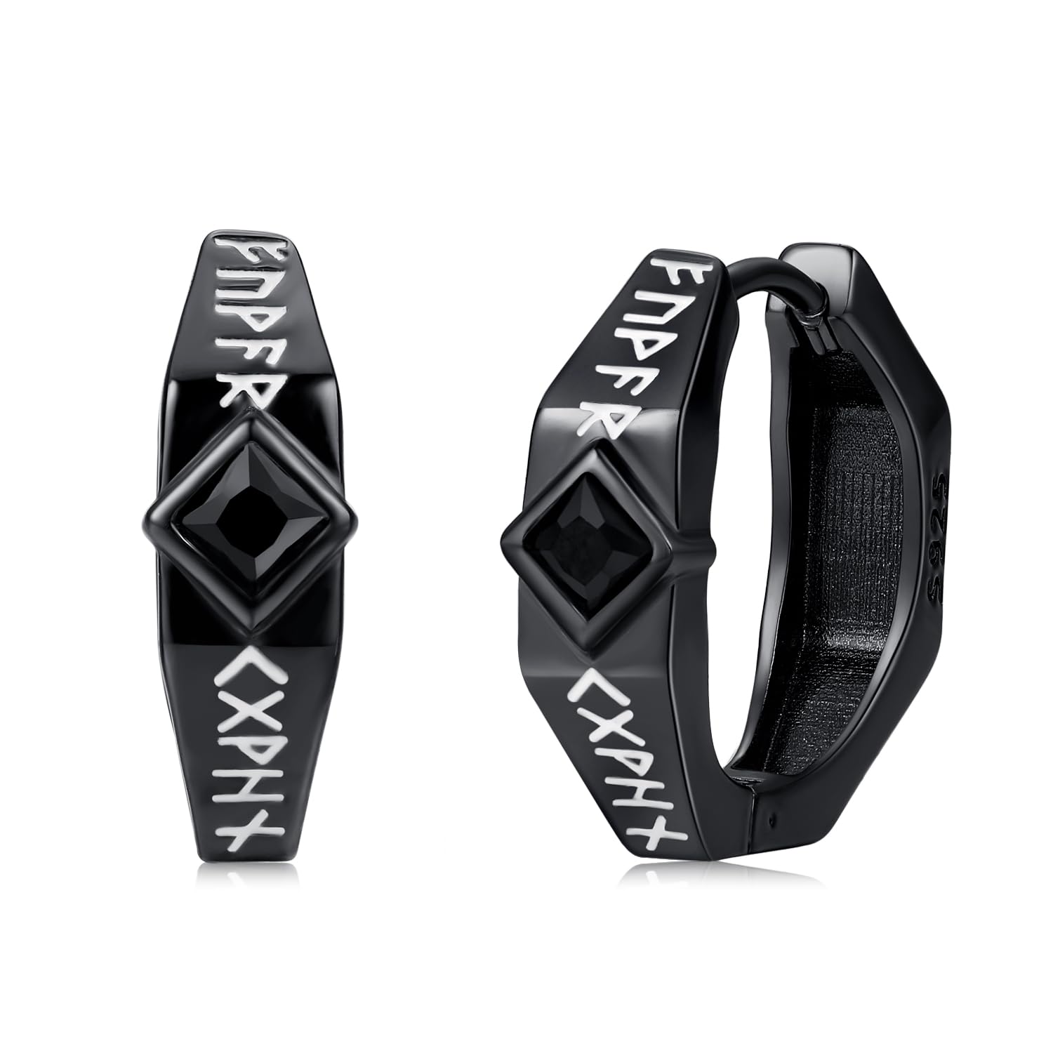 Viking Earrings 925 Sterling Silver Black Gothic Skull/Sword/Thors Hammer/Hoop Dangle Drop Earrings Punk Viking Jewellery Gifts for Men Women...