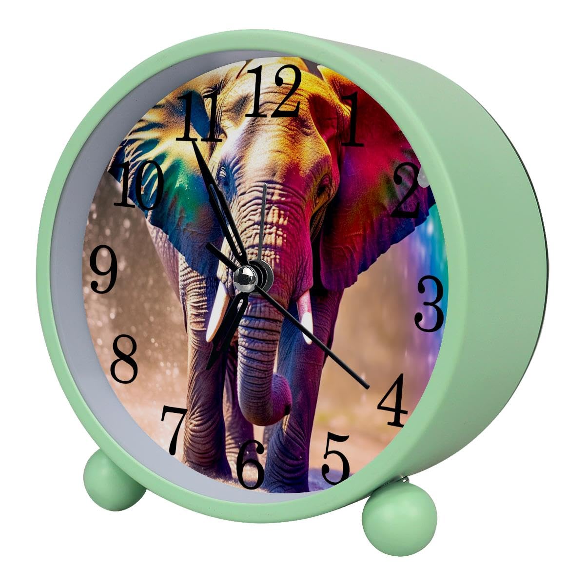 Luoweisi Alarm Clock Rainbow Elephant, Silent Non-Ticking with Night Light