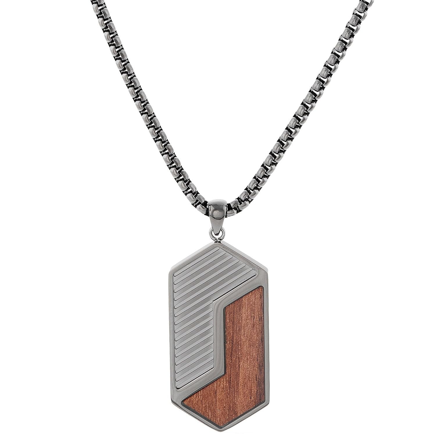 HOLZKERN Herren-Kette Edelstahl Zigzag Walnuss/Dunkelgrau 9010631014599