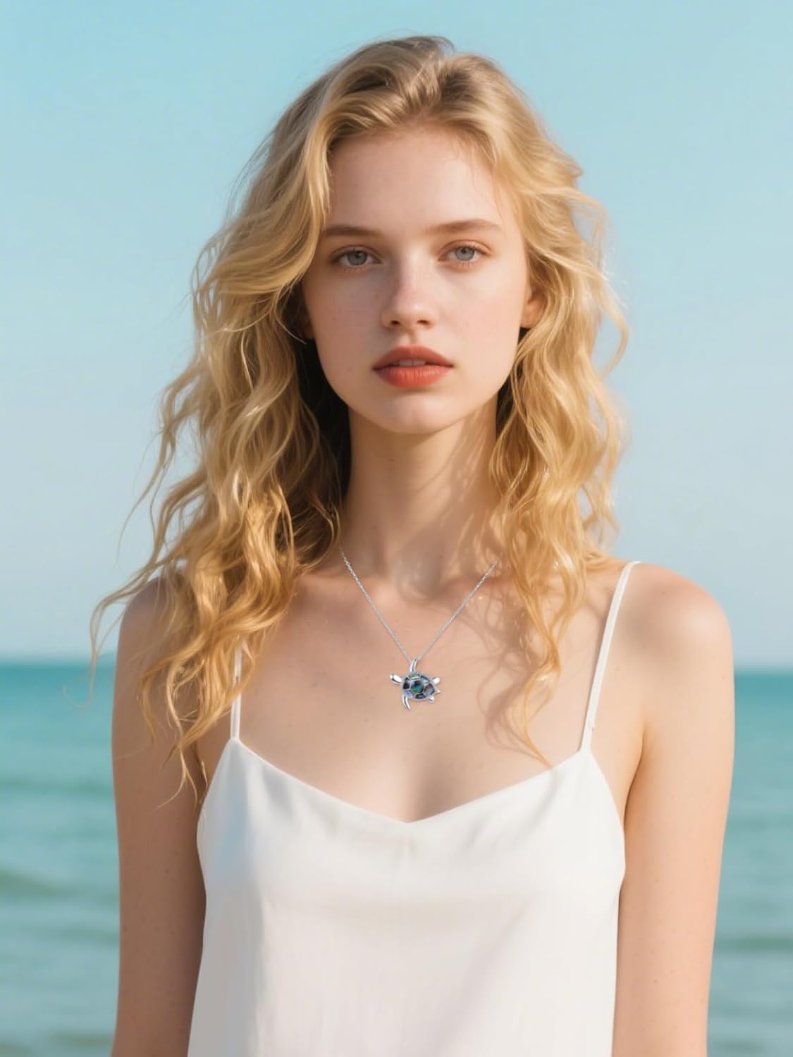 PRAYMOS Sea Turtle Necklace for Women 925 Sterling Silver Abalone Shell Turtle Jewelry Birthday Stocking Stuffers for Her - Image 3