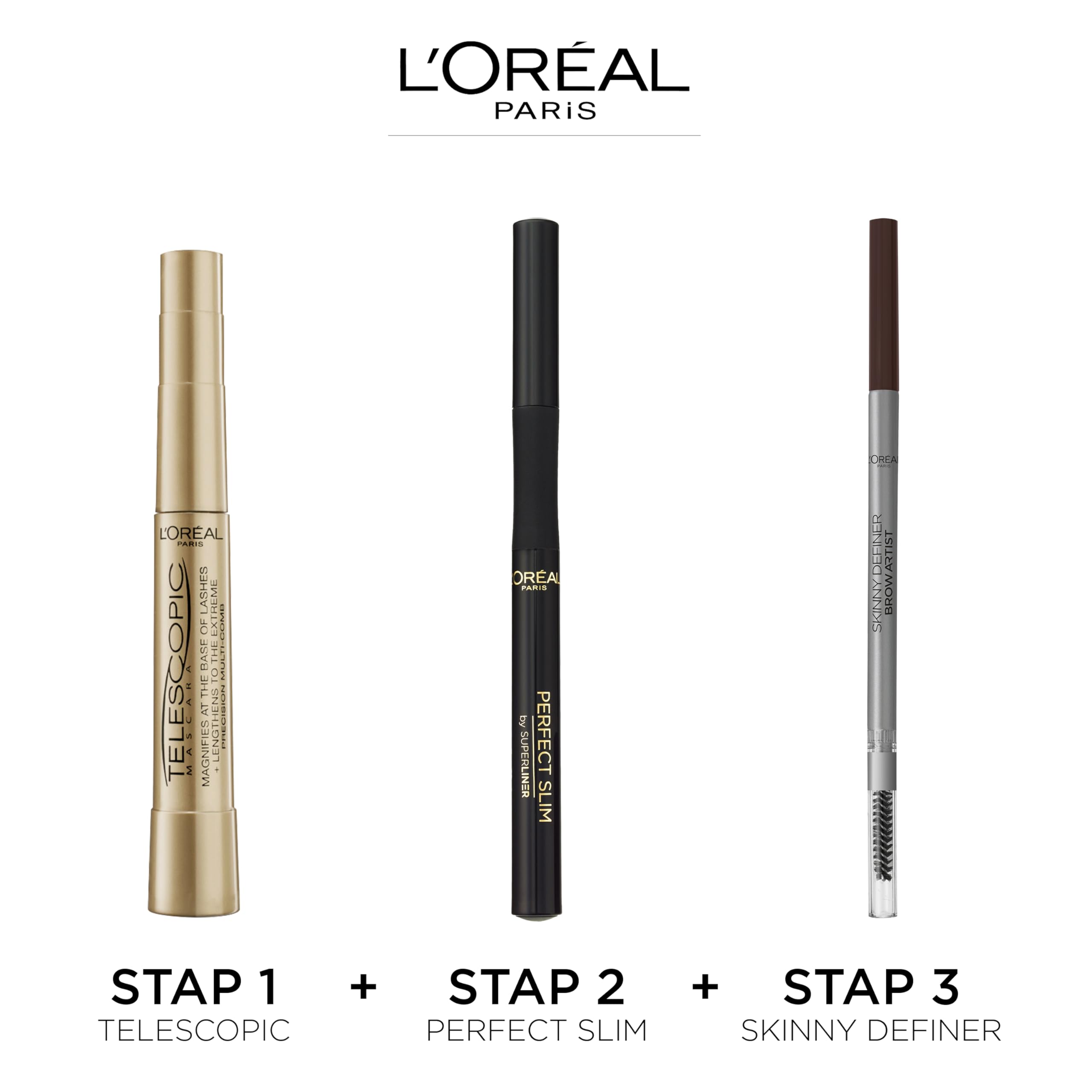 L’Oréal Paris Telescopic Maskara - Siyah & Infaillible Tüm Yüze Uygulanabilir Kapatıcı 330 Pecan Makyaj Seti