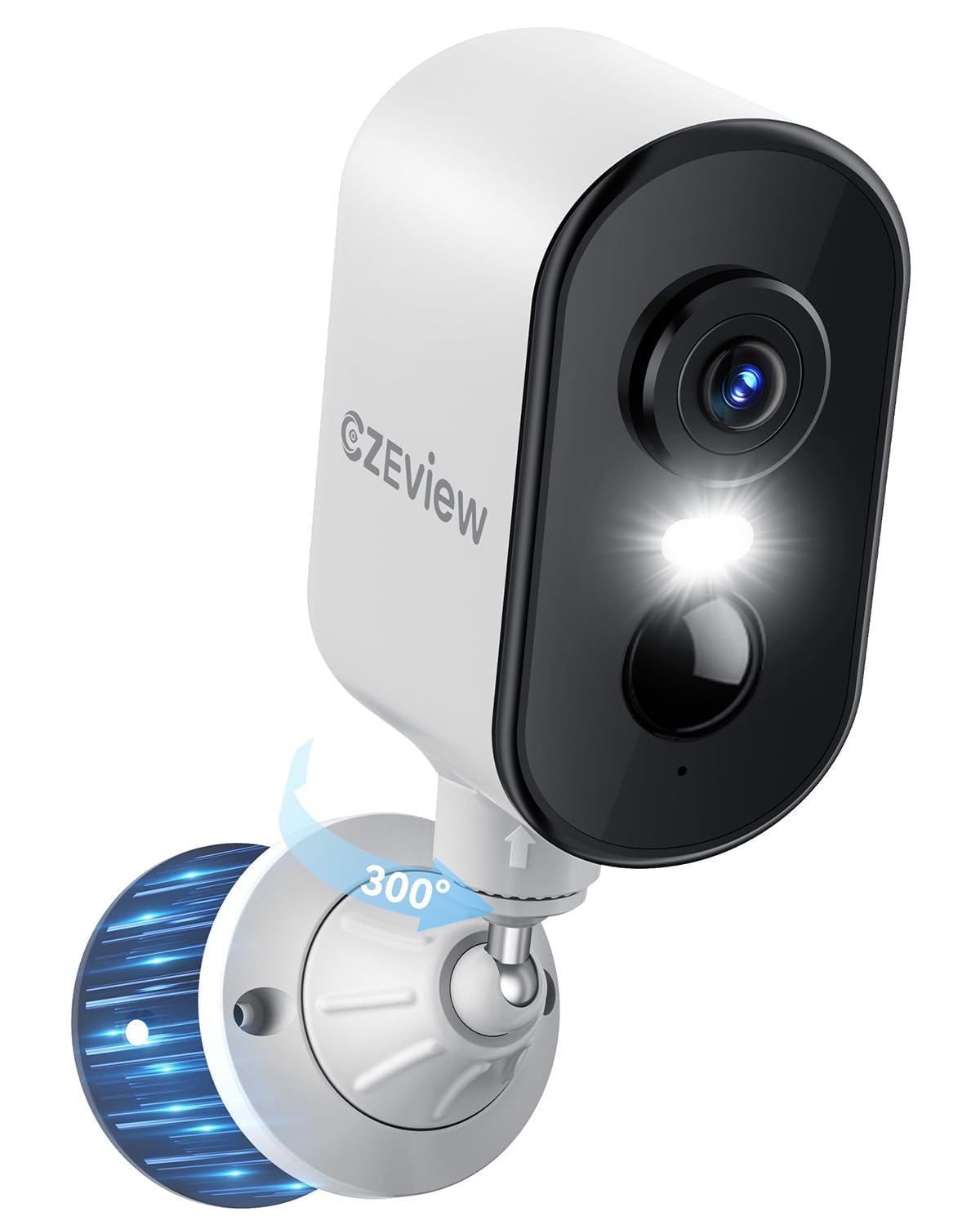 CZEview 2K Überwachungskamera Aussen Akku, Magnetische Montage, 300° Horizontaler PTZ,Bewegungserkennung, WLAN Kabellose Überwachungskamera außen/innen, 2.4G, 2-Wege Audio, Farbige Nachtsicht, IP65