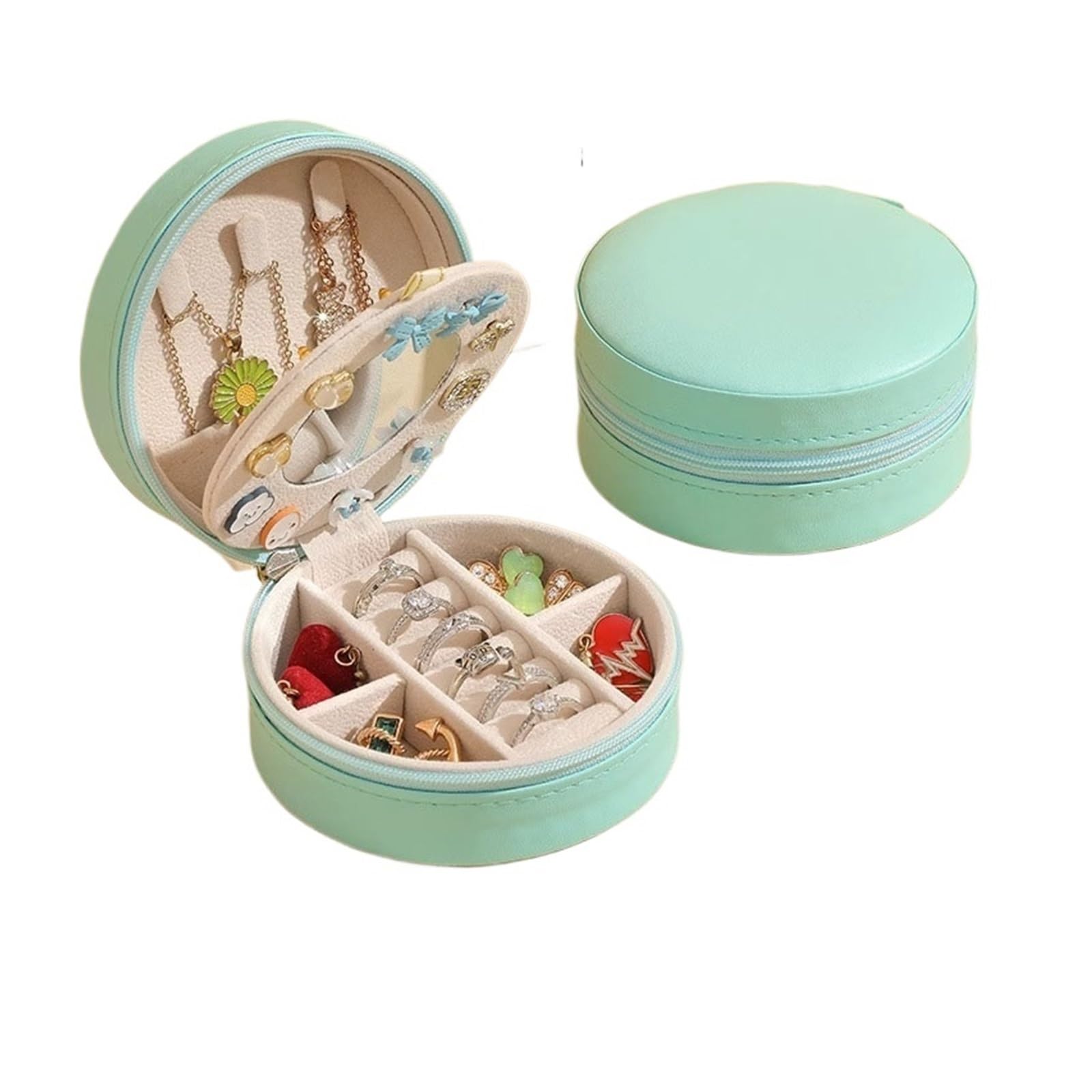 ESTDKMNOS Portable Jewellery Case， Multilayer Jewelry Box For Rings Necklaces Earrings Multicolor(Blue)