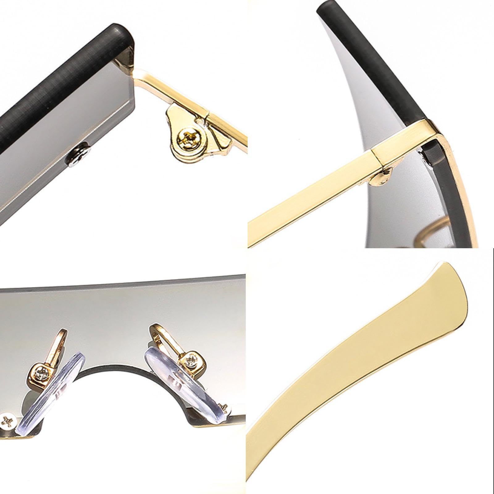 Gafas de sol rectangulares pequeñas de media montura para mujer, populares de una pieza