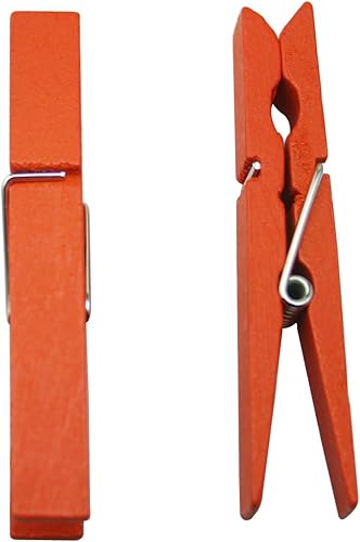 Wuuycoky Wood Craft - Pinzas para ropa con resorte de 2.9 pulgadas, color naranja, paquete de 60