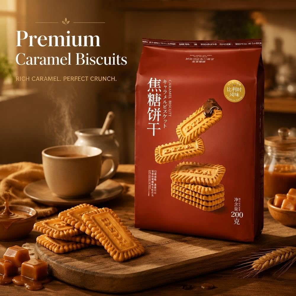 Snack con biscotti al caramello, confezione da 2 confezionati singolarmente