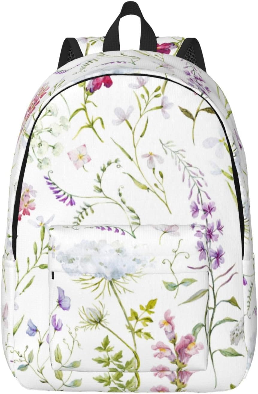 NOKOERColored Floral Pattern Printed Canvas Backpack,Casual Daypacks,Laptop Backpack,Lightweight Travel Daypack