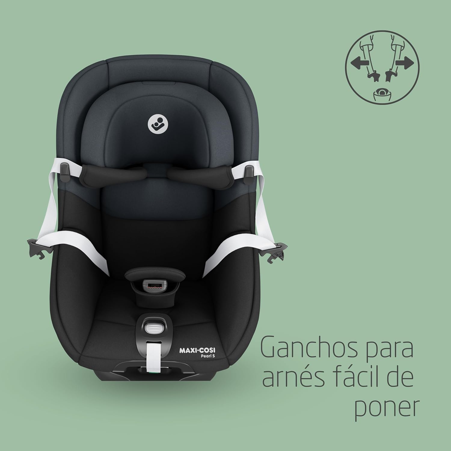 Maxi-Cosi Pearl S i-Size, Silla Coche Bebé, 3 M-4 A, máx. 18 kg, 61-105 cm, Silla Coche Niño, 5 Posiciones Reclinación, Arnés Fácil de Poner, Protección Impactos Laterales G-CELL, Tonal Black