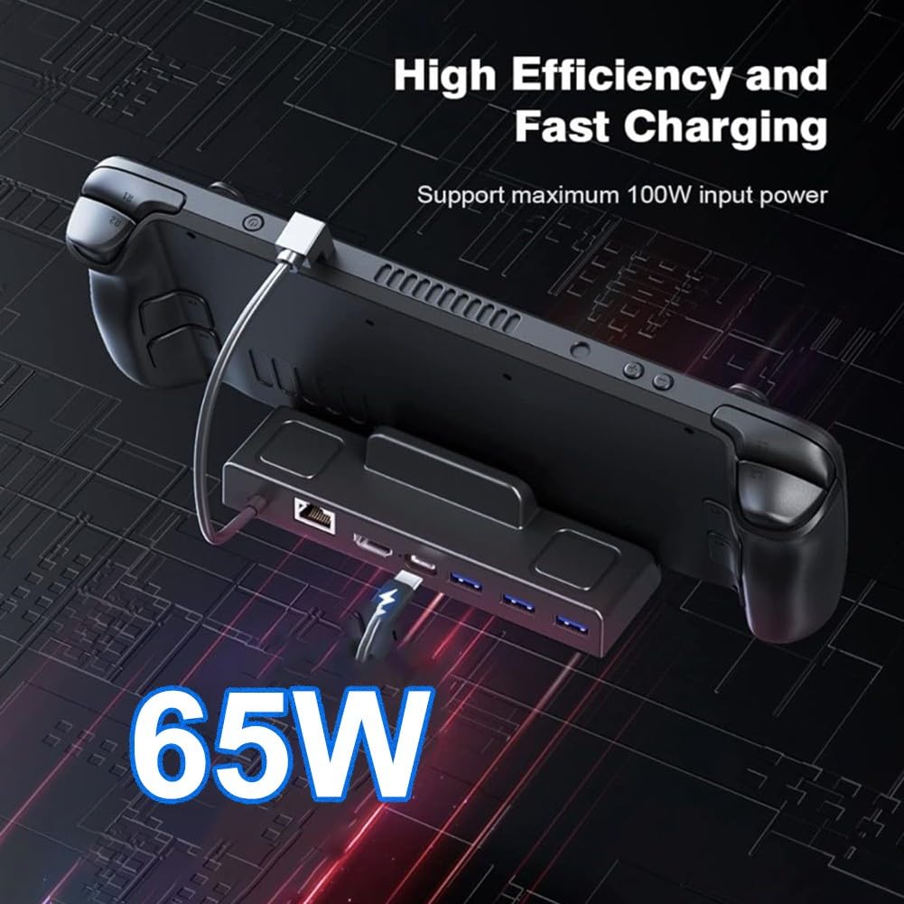 Zoegneer Docking station 4K60 con Gigabit Ethernet per Steam Deck e Hub di ricarica rapida Adattatore ABS portatile per Switch Configurazione di gioco Nero