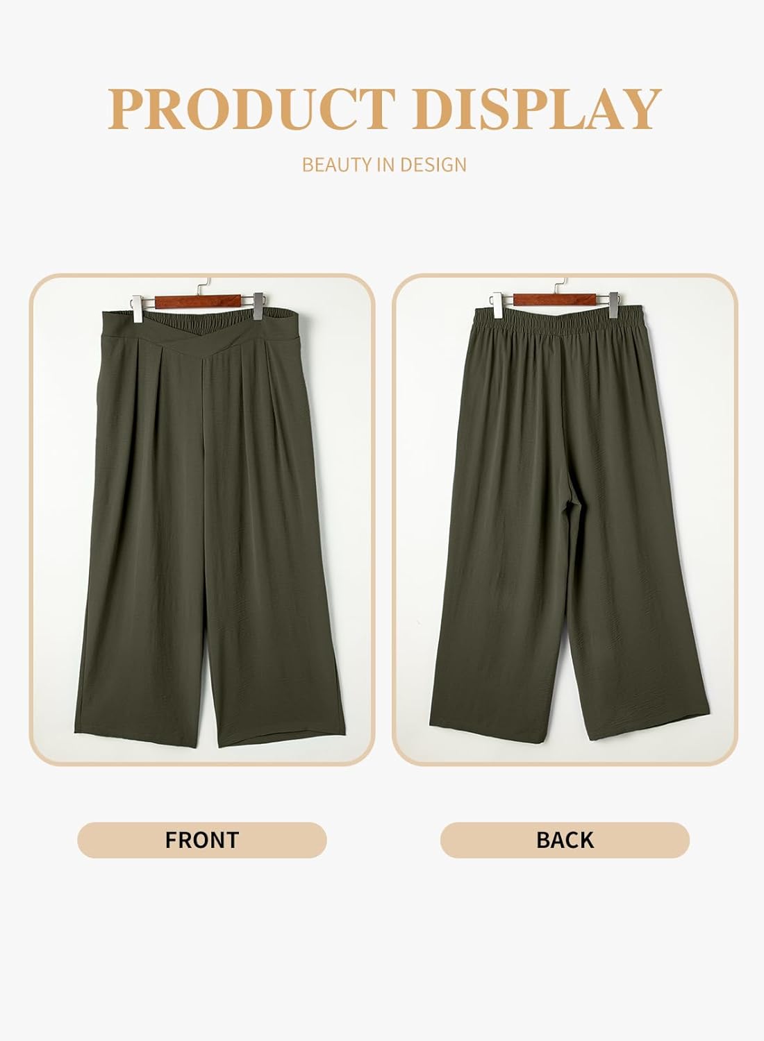 Eytino Womens Plus Size Wide Leg Pants Crossover Waist Pleated Front Casual Work Pants Lounge Trouser with Pockets(1X-5X) - Image 5