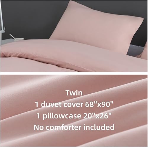 Miniatura 3 de Mohap Juego de funda de edredón  Ropa de cama suave con cierre de cremallera  2 piezas ligeras y transpirables  Twin Rosa Rosa