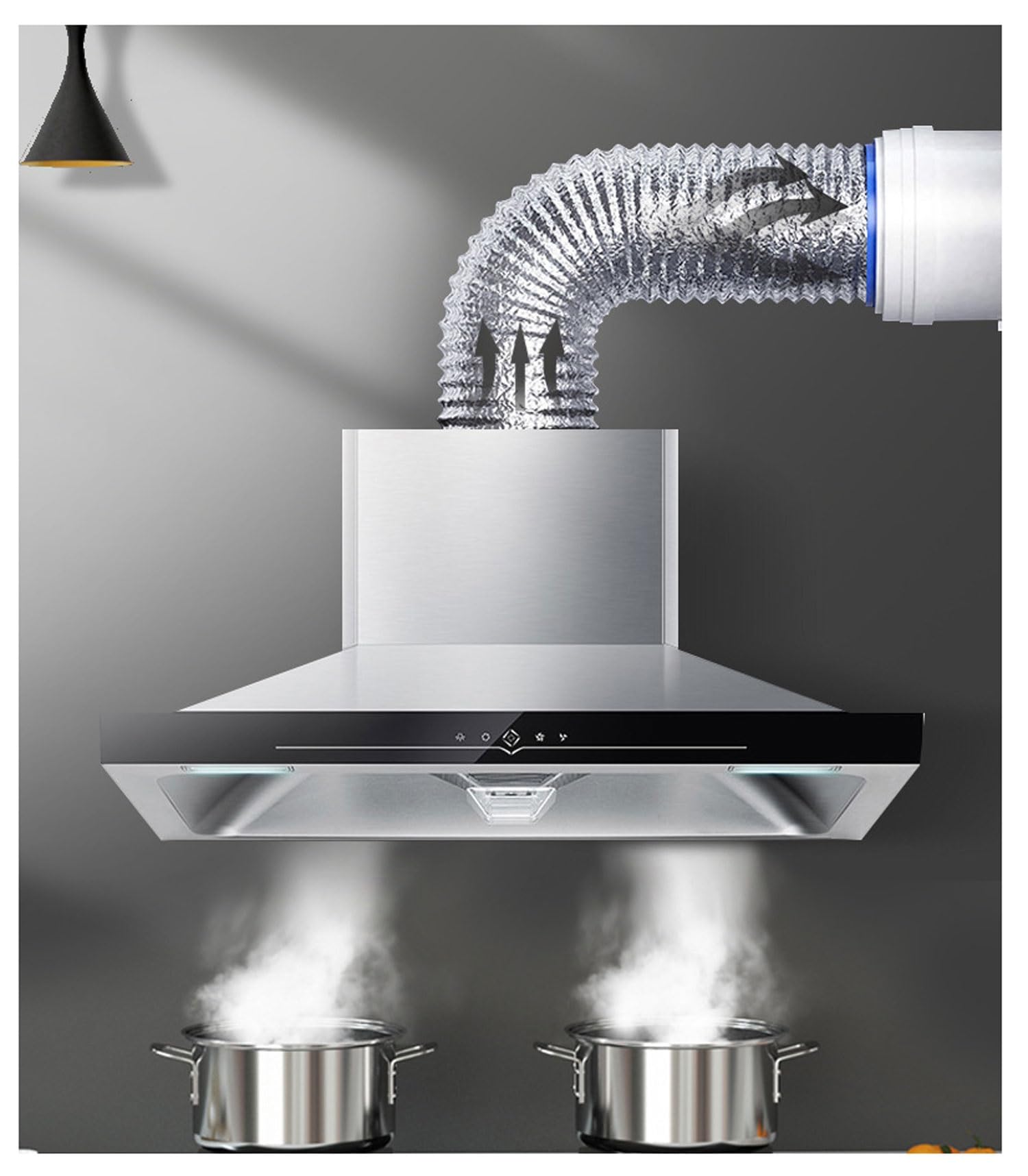 Aluminiowe węże wyciągowe, Zestaw przewodów elastycznych z folii aluminiowej do suszarki o średnicy 4 cali i 2 zaciskami(5m,170mm)