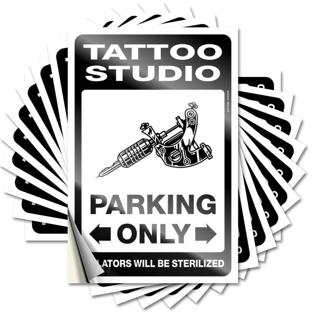 Tattoo Studio Parking Only Glitter Quote | Grunge Waterproof Vinyl Sweet Classroom Removable Decal Peel Stick(8X12CM)