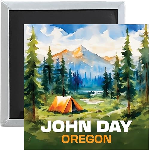 John Day Oregon Souvenir - Tienda de campaña con imán (2,5 x 2,5 pulgadas)