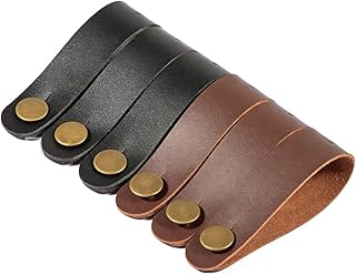 6PCS Guitar Strap Locks & Headstock Adapter Ties - Leather Strap Buttons, Neck Strap Link Buttons for Acoustic/Classic/Electric Guitars, Bass, Ukulele & Mandolin - Secure Locking Accessories