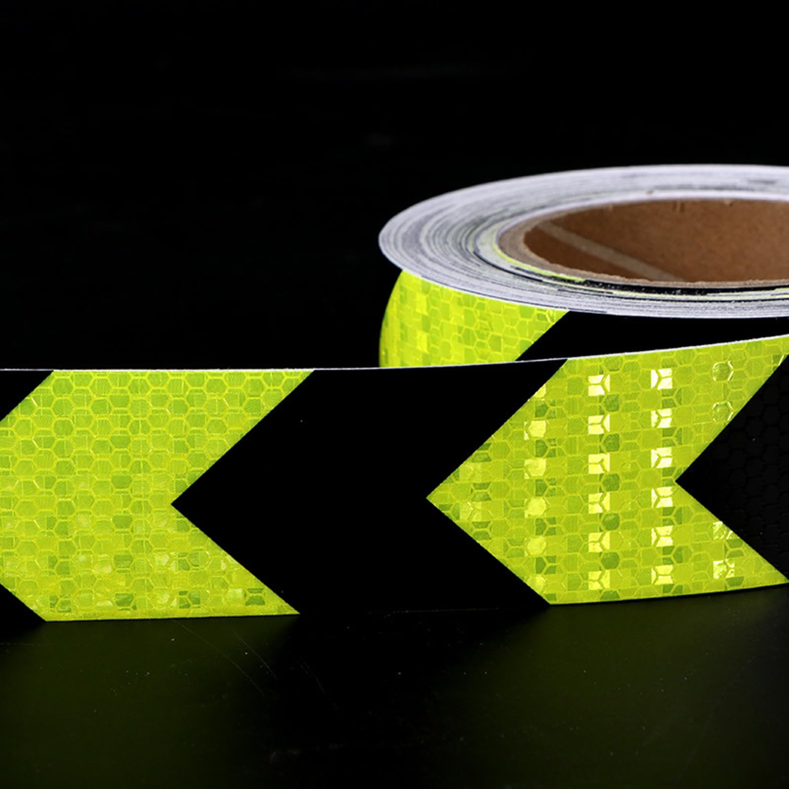 Cinta reflectante, Adhesivo fluorescente amarillo con flecha negra de 2/10/20" x 82 pies for remolques, vehículos y camiones en exteriores. Ancho: 10 cm(Width 20cm)